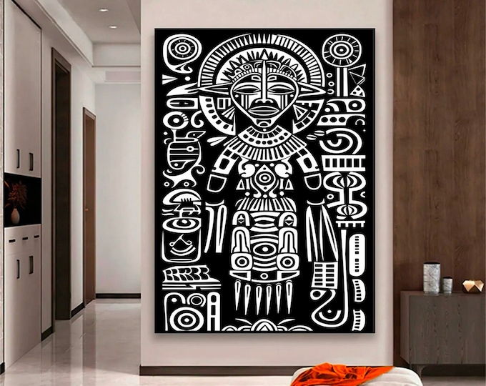 African tribal mask Canvas wall art African mask canvas Ethnic home decor Tribal mask print Large canvas art