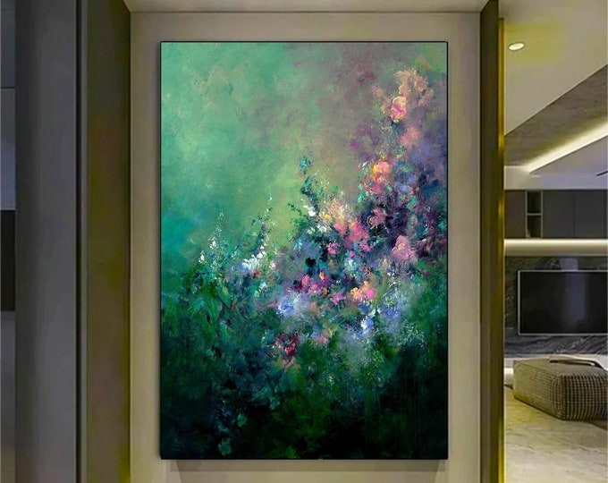 Abstract flowers art, Floral Wall Decor, Flowers Canvas Print, roses wall decor ,ready to hang canvas print