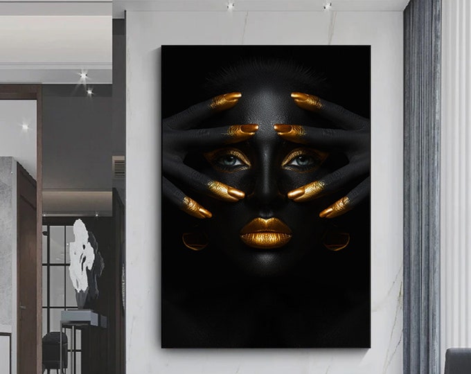 Modern African Woman Painting Wall Art Poster Home Decoration For Living Room, African Woman Print on Canvas,Ethnic Ladies Art,African Lady