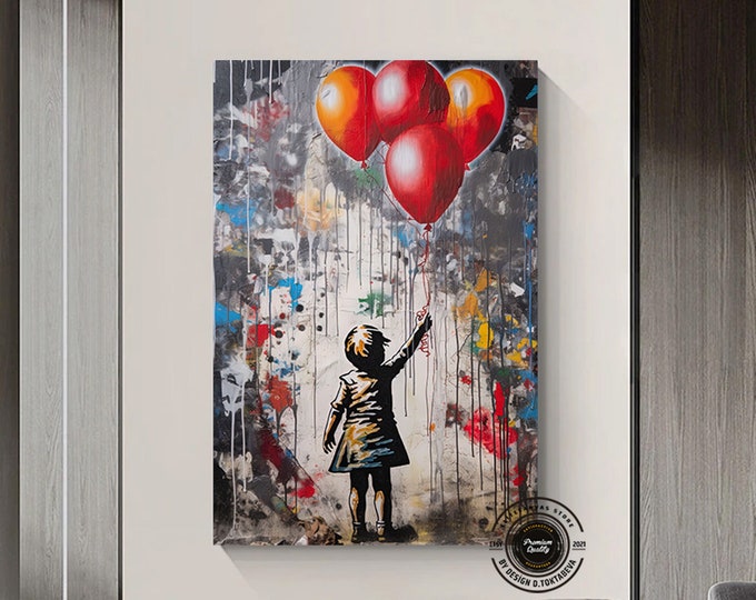 Ballon Girl Pop Art Canvas Print, Banksy Art, Ballon Girl Graffiti, Street Graffiti Wall Art, Banksy Ballon Girl Canvas