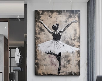 Ballerina Graffiti Art Print, Dancing Ballerina Canvas