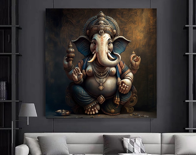 Great Ganesha Wall Art - Abstract wall art,Colorful Inspired Ganesh Canvas Wall Art.