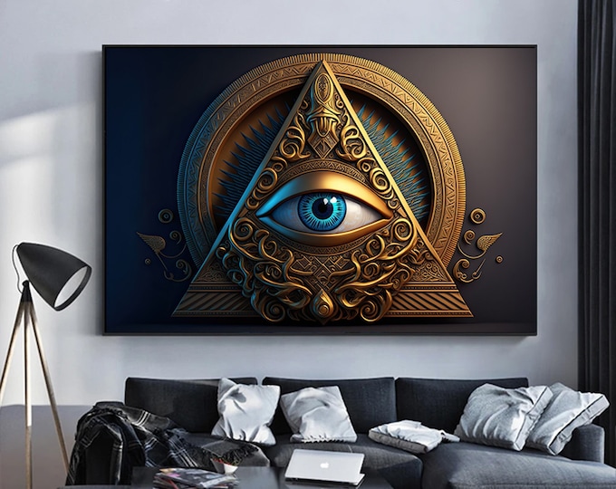 Eye of Ra canvas Ancient Egypt wall art Eye Of Horus canvas Magical token decor Contemporary art Mythical print Wall Art Decoration