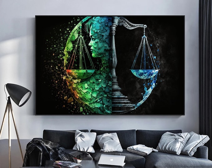 scales of justice  canvas art. Balance of justice print art wall decor.