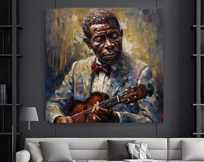 African Black Man Art,  Oil Painting Canvas, Black Man  Musician CanvasOil painting art,Modern Canvas,