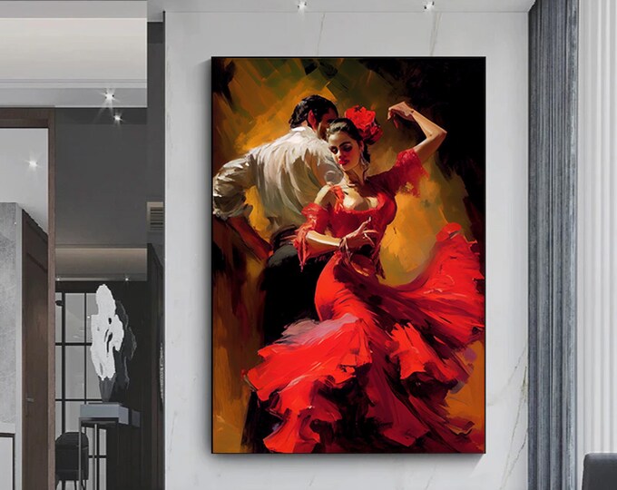 Canvas Home Decor, Large Canvas, Dancing Couple Painting Print, Music Room Art, Dance  Couple Canvas Decor, Canvas Ready to Hang