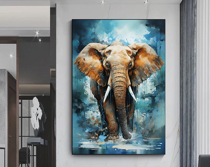 Modern Print Graffiti Art Abstract Elephant Canvas Painting Street Colorful Animals Picture for Home Wall Decoration