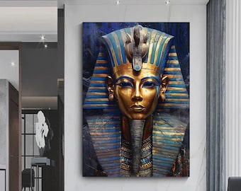 Canvas wall art is a combination of ancient Egyptian hieroglyphs and contemporary street art as ancient symbols.