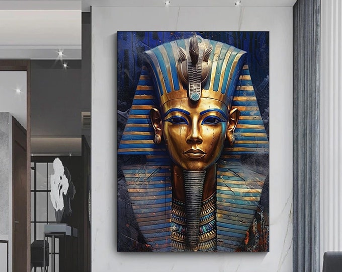 Canvas wall art is a combination of ancient Egyptian hieroglyphs and contemporary street art as ancient symbols.