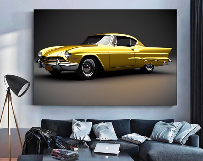 Vintage Car Art Canvas, Car Wall Art, American Car Wall Art, Motivatioanal Canvas, Ford Mustang Canvas Art, American Mustang Car Wall Art,