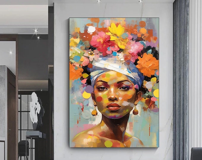 woman floral portrait, flower head woman canvas print, heavenly perfection, floral head woman print, woman fashion art, ready to hang