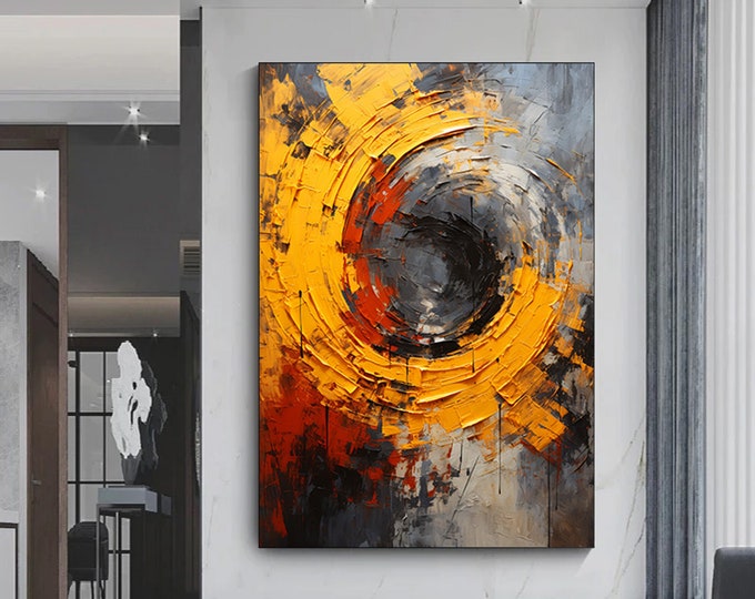 Abstract colorful wall art. Wall art decor spiral brush strokes, abstract canvas print.