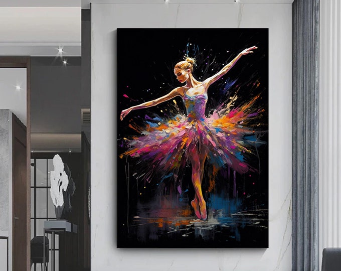 Colorful ballerina canvas wall art.Ballerina canvas print,Colorful canvas Ballerina art