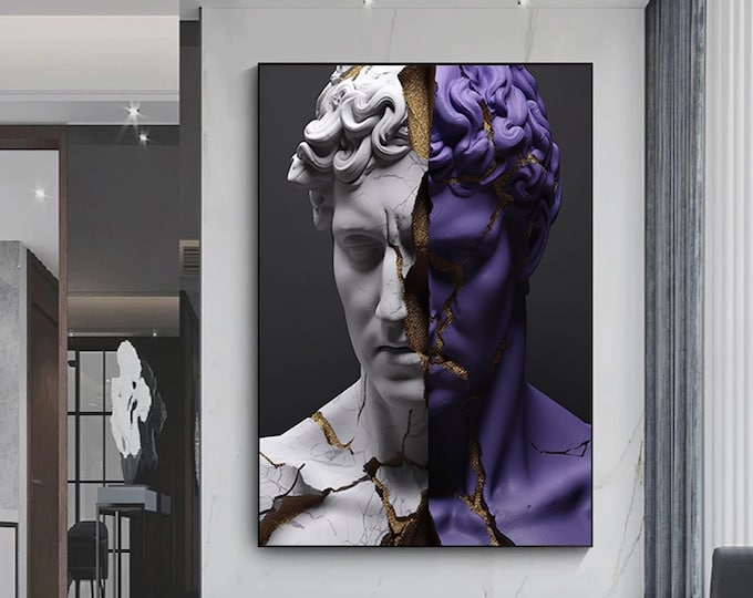 David Statue Canvas Print, Remake David Statue Canvas, Sculpture Canvas Print, Modern Wall Decor, Modern Home Decor, Ready To Hang