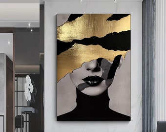 Abstract Woman Painting Art Modern Home Decor LARGE Wall Canvas Woman ...