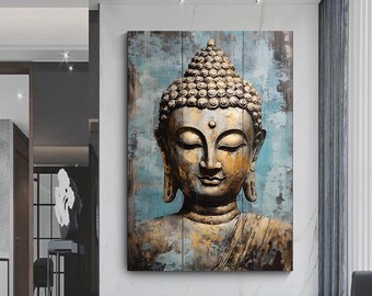 Handmade Buddha Canvas Painting, Yoga Meditation Art Print