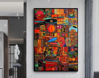 African American Culture Wall Art, African Culture Wall Decor, Wall Symbol Canvas Painting, Abstract Canvas Wall Art, Africa Wall Art, Gift