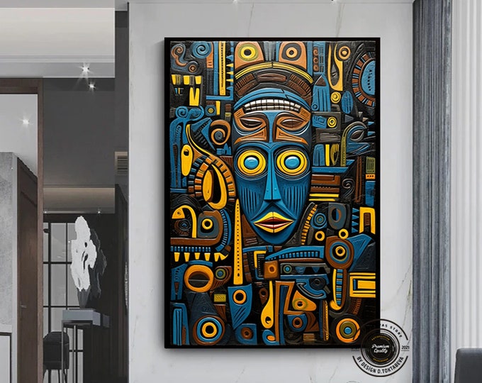 African wall Symbols, African Canvas Painting, African culture home decor, African luxury wall art, Fashion wall decor, Large Wall Art, Gift