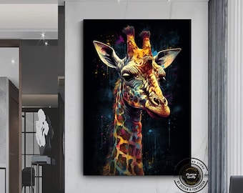 Handmade Giraffe Canvas Print: Modern Pop Art Animal Wall Decor