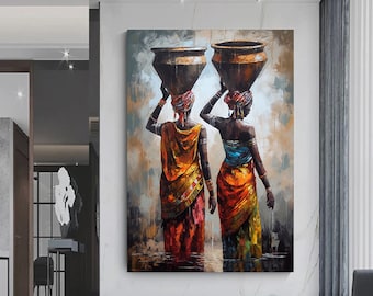 African Women Canvas Art: Ethnic Home Decor Wall Art
