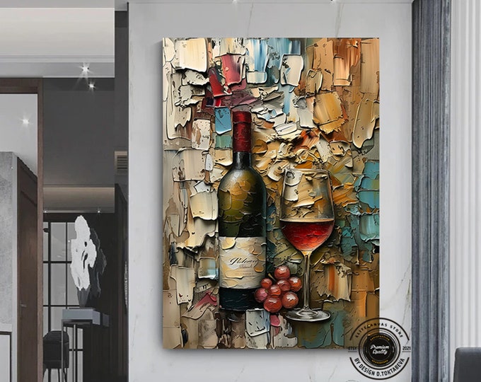 Wine bottle canvas wall art wine glass canvas wall decor red wine canvas art fruit and wine ready to hang canvas wall decor