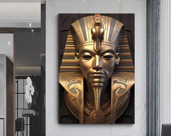 Canvas wall art is a combination of ancient Egyptian hieroglyphs and contemporary street art as ancient symbols.