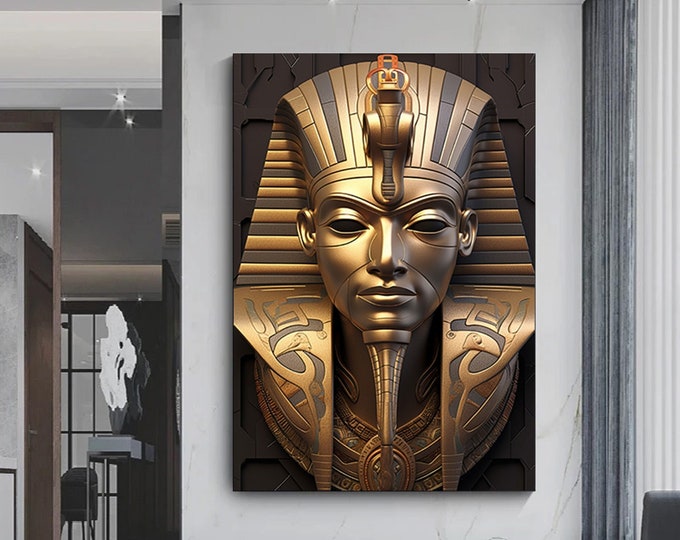 Canvas wall art is a combination of ancient Egyptian hieroglyphs and contemporary street art as ancient symbols.