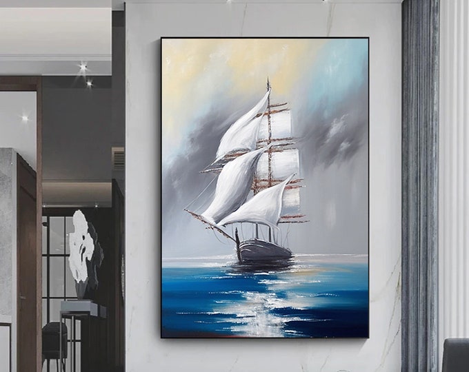 Sailing Ship Canvas Painting, Modern Wall Art, Canvas Wall Set, Large Wall Art, Pirate Ship Painting, Modern abstract art