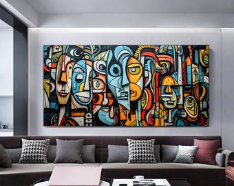 Cubism Graffiti Canvas Wall Art, Abstract Street Art, Ready to Hang