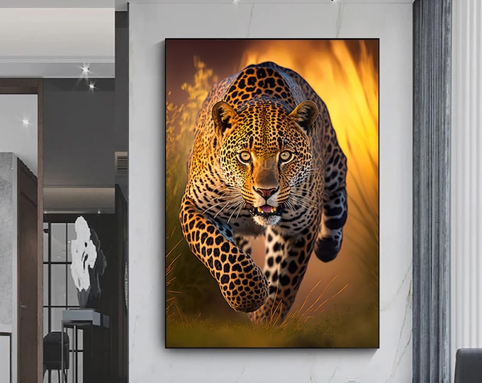Leopard Canvas Painting, Animal Wall Decor, Wall Canvas Art, Home Gift Decor, Animal Home Decor, Ready To Hang