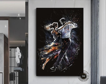 Canvas wall art of young couple dancing on the street, Love dance canvas print.