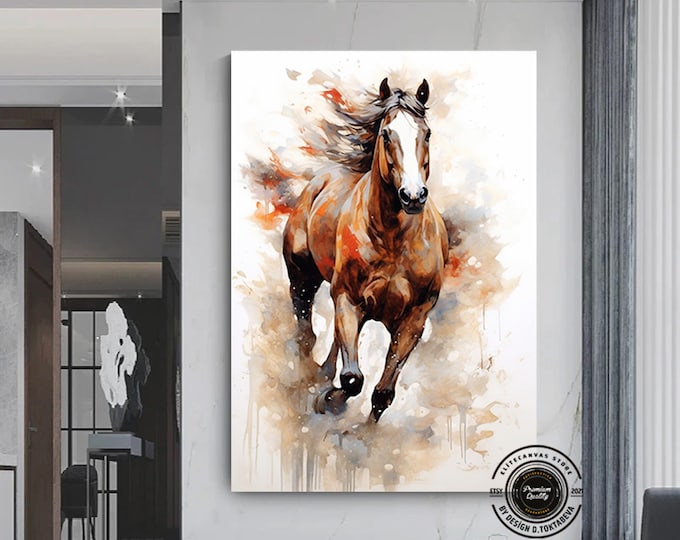 Wild horse canvas wall art print, running horse wall art, animals canvas prints wall decor, nature landscape artwork, framed ready to hang