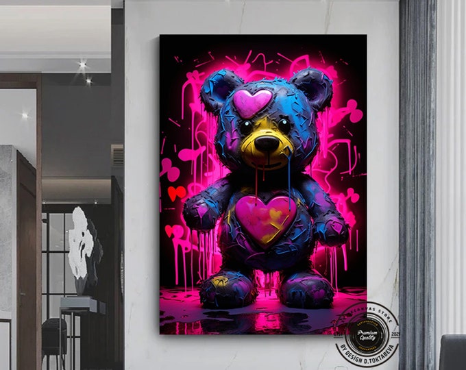 Teddy bear wall art, teddy bear graffiti art, teddy bear street art, graffiti wall art, street wall art