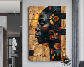 African American Woman Canvas Art: Abstract Culture Wall Decor