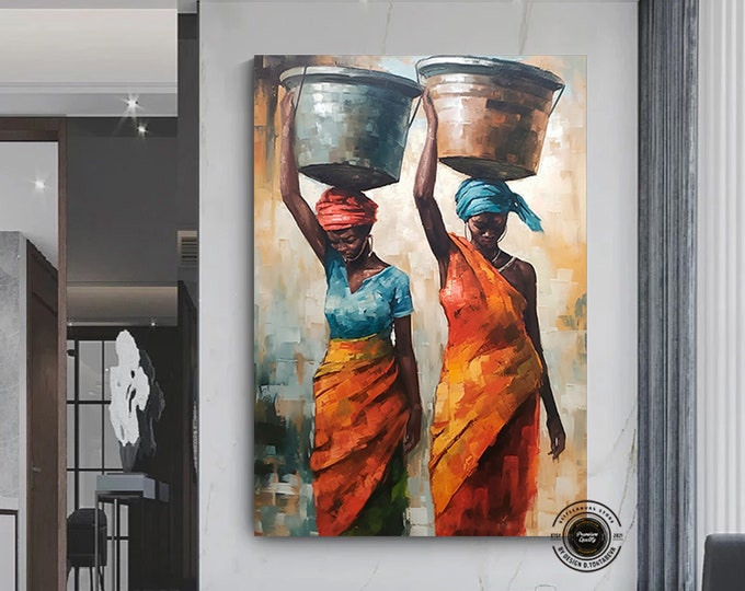 African Women Portrait, African American Culture, African Tribe Wall Art, African Culture Wall Decor, Oil Painting, Modern Home Decor, Art