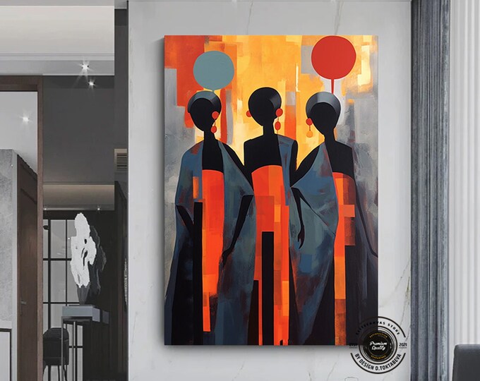 African Women Portrait, African American Culture, African Tribe Wall Art, African Culture Wall Decor, Oil Painting, Modern Home Decor, Art