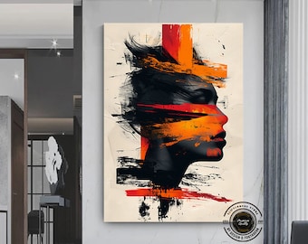 Figure Abstract Painting Woman Abstract Painting Large Canvas Wall Art,Canvas Woman Painting Orange Texture Painting Wall Art