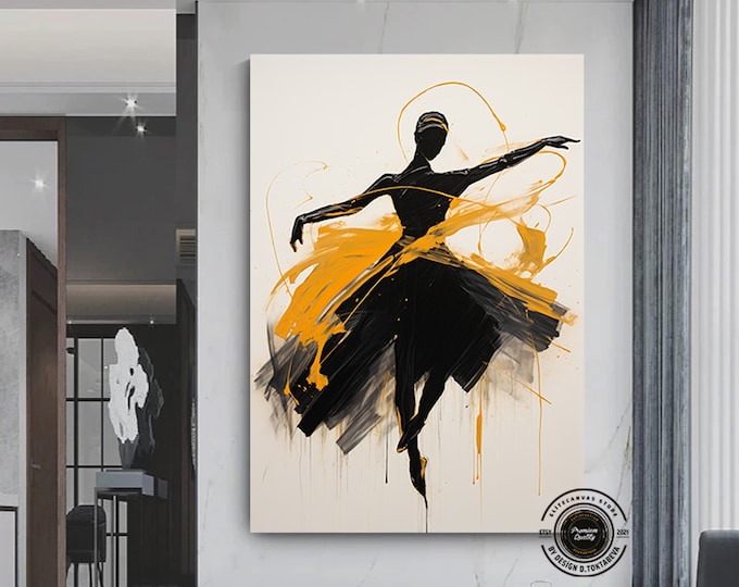 Modern Ballet Canvas Painting, Abstract Ballerina Print Wall Art, Ballerina Canvas Wall Decor, Dance & Woman, Housewarming Gift