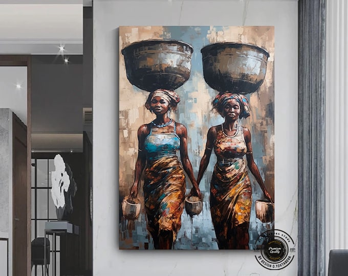 African Women Portrait, African American Culture, African Tribe Wall Art, African Culture Wall Decor, Oil Painting, Modern Home Decor, Art
