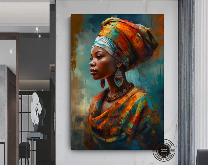 African woman canvas wall art, ethnic canvas wall art, ethnic wall decor, African canvas , woman ethnic canvas,