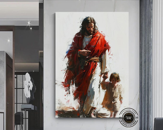 Jesus Canvas Art Print, Religous Gift, Christian Wall Decor, Bible Art, Contemporary Christian Art, Jesus Poster, Trendy Canvas Art