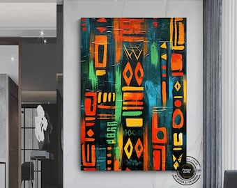 African Symbols Canvas Painting: Luxury Culture Wall Art
