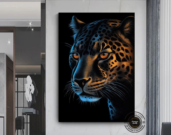 Jaguar Closeup Canvas Modern Wall Decor Jaguar Canvas Wildlife Nature Wall Art Print Extra Large Canvas Abstract Office Wall Decor Gift Idea