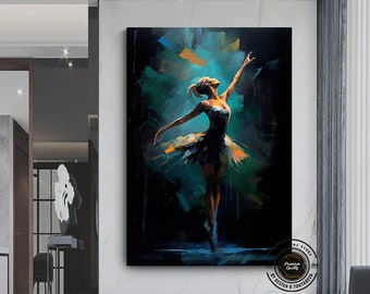 Ballerina Canvas Wall Art: Acrylic Gloss Effect, Living Room Decor