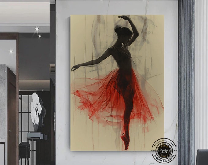Modern Ballet Canvas Painting, Abstract Ballerina Print Wall Art, Ballerina Canvas Wall Decor, Dance & Woman, Housewarming Gift