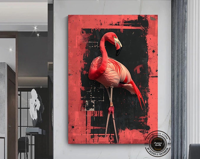 Flamingo Wall Art, Canvas print, Pink Flamingo, Tropical Decor, Exotic Bird , Pink Flamingo Art , Flamingo Wall Hanging, Wall Decor