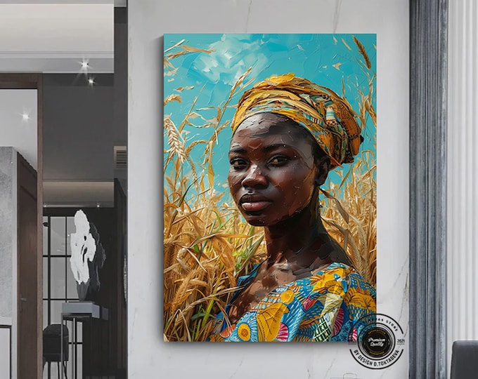 African Women Portrait, African American Culture, African Tribe Wall Art, African Culture Wall Decor, Oil Painting, Modern Home Decor, Art