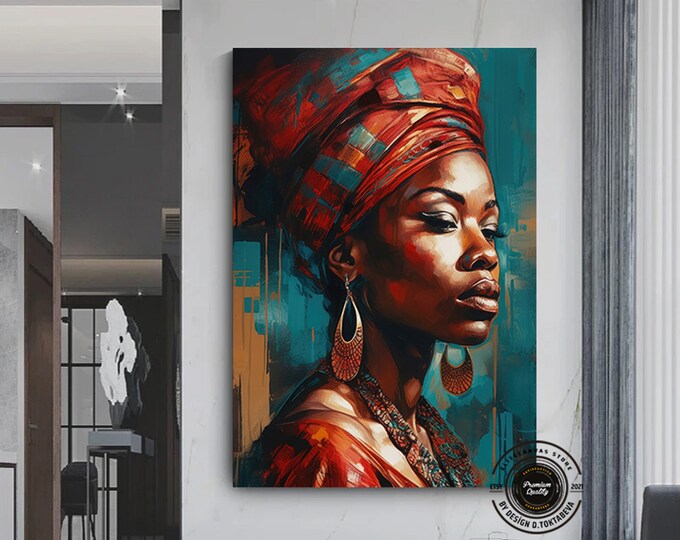 African woman canvas wall art, ethnic canvas wall art, ethnic wall decor, African canvas , woman ethnic canvas,