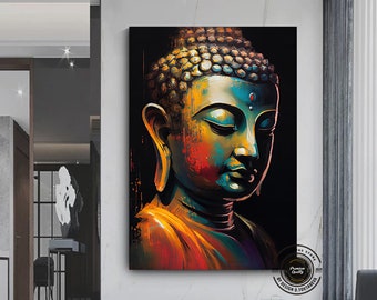 Buddha Canvas Painting, Yoga Artwork, Meditation Art Print, Buddha Wall Art Landscape, Buddhist Wall Decor, Yoga Wall Art Lotus, Home Gift