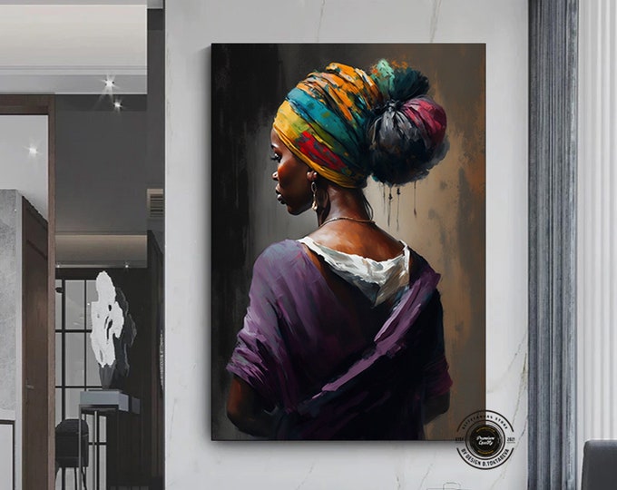 African woman canvas wall art, ethnic canvas wall art, ethnic wall decor, African canvas , woman ethnic canvas,